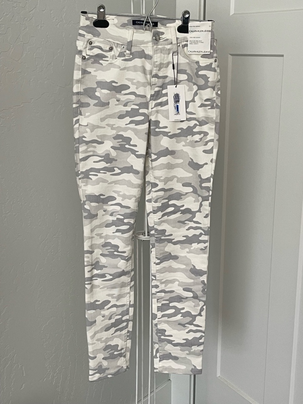 Calvin Klein Jeans White & Light Gray Camo Skinny Jeans
